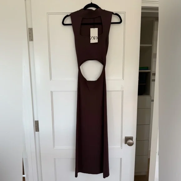 white christmas dresses NEW Zara Red Satin Silk Sleeveless Deep V Neck Slit Cutout Back Maxi D –  Brie